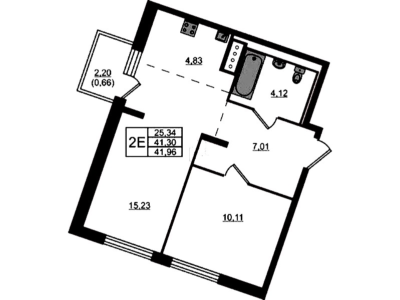 1-комнатная квартира 41.96 м², 4/9 эт., ЖК «Квартал Лаголово»